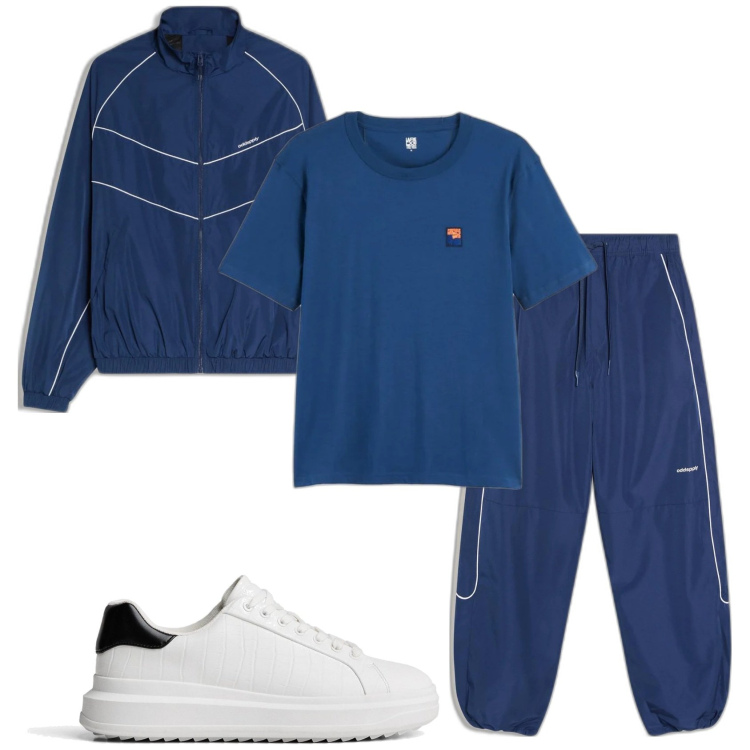 Outfit hombre - Deportes. Estilo Casual para Deporte. Combinación con camiseta, sneakers, chaquetas, pantalones.
