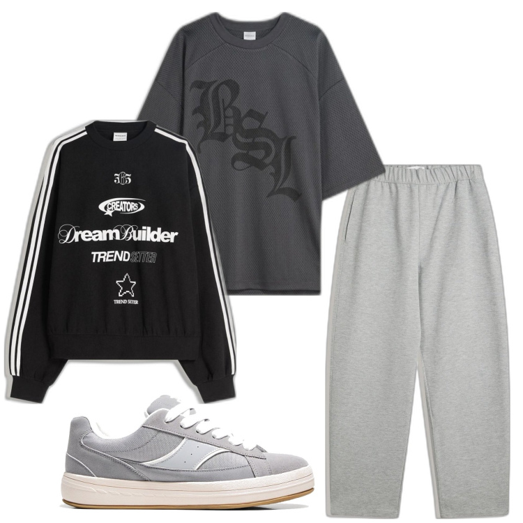 Outfit hombre - Deportes. Estilo Casual para Deporte. Combinación con sneakers, pantalones, camiseta, sudaderas.