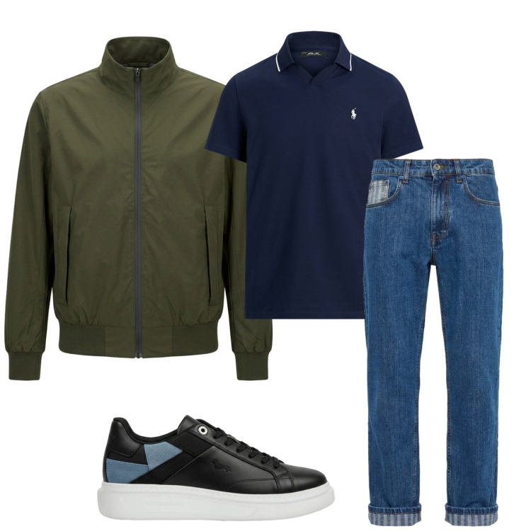 Outfit uomo - Total look #2376337. Stile Casual per Tutti i giorni. Abbinamento con sneakers, jeans, giacche, polo.