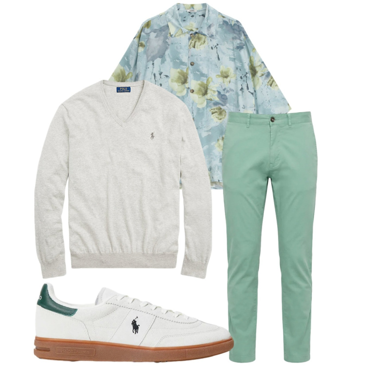 Outfit uomo - Total look #2376342. Stile Casual per Tutti i giorni. Abbinamento con pantaloni, camicie a manica corta, maglieria, sneakers.