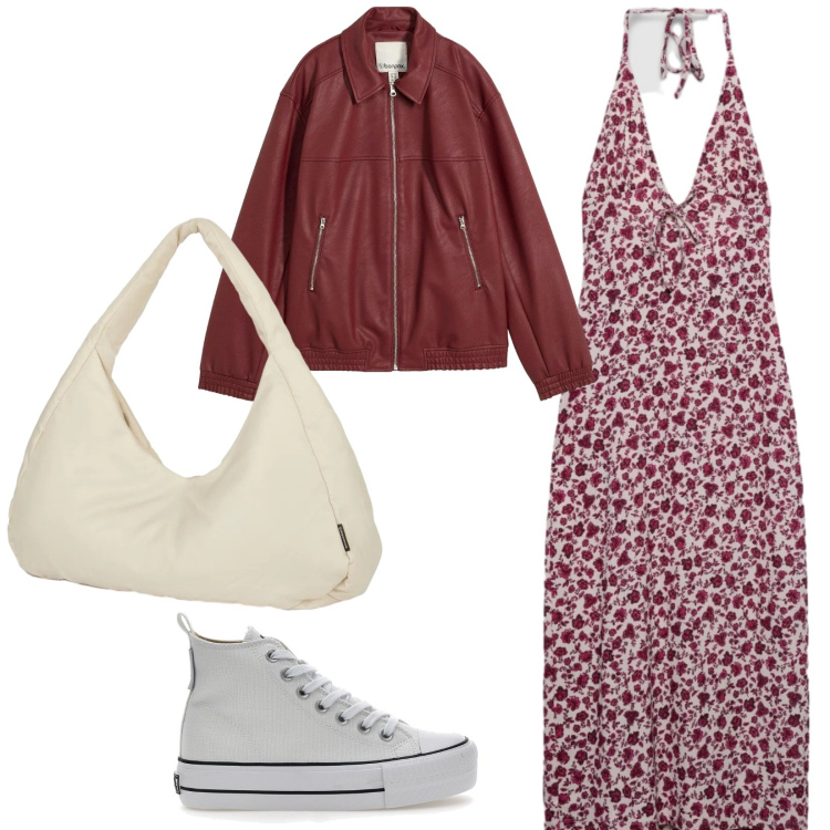 Outfit donna - Total look #2376345. Stile Casual chic per Tutti i giorni. Abbinamento con blazer, borse a spalla, sneakers alte, vestiti lunghi.