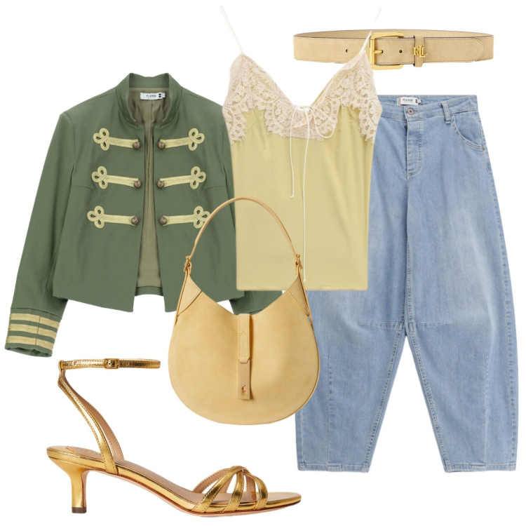 Outfit donna - La giacca con alamari. Stile Glamour per Tutti i giorni. Abbinamento con jeans, cappotti, top, cinture, sandali in pelle, borse a spalla.