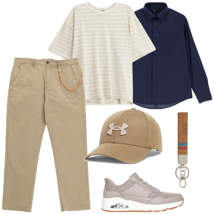 Outfit uomo - Imperial - The New Crew SS 2026. Stile Trendy per Tutti i giorni. Abbinamento con portachiavi, camicie, pantaloni, t-shirt, cappelli con visiera, sneakers.