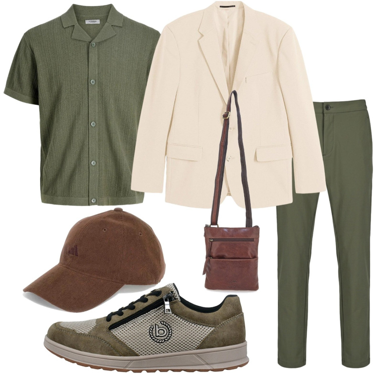Outfit uomo - Vestire in città. Stile Casual per Tutti i giorni. Abbinamento con giacche, camicie a manica corta, pantaloni, portafogli, sneakers, cappelli con visiera.