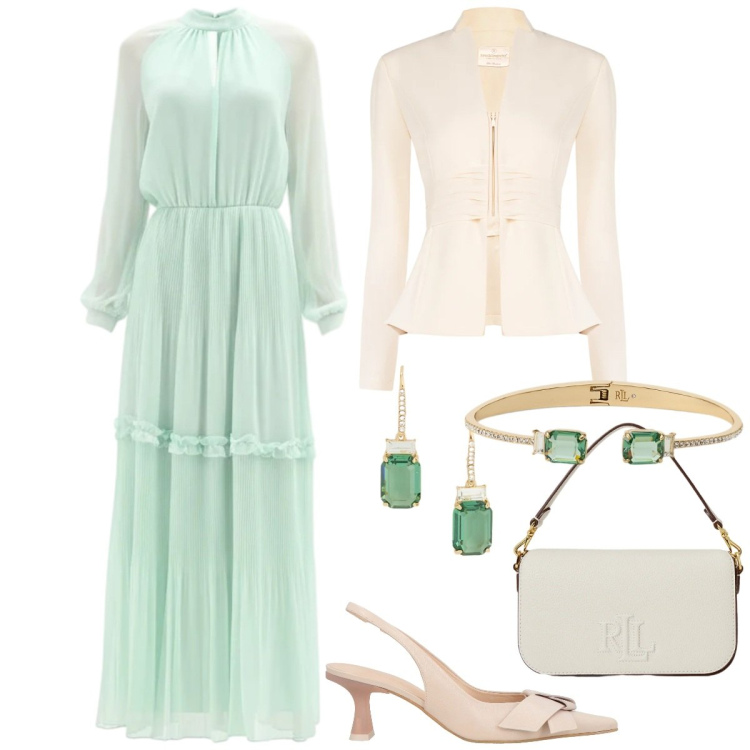 Outfit donna - Curvy style - Il vestito romantico. Stile Romantica per Cerimonia. Abbinamento con décolleté, vestiti lunghi, blazer, borse a spalla, orecchini, braccialetti.