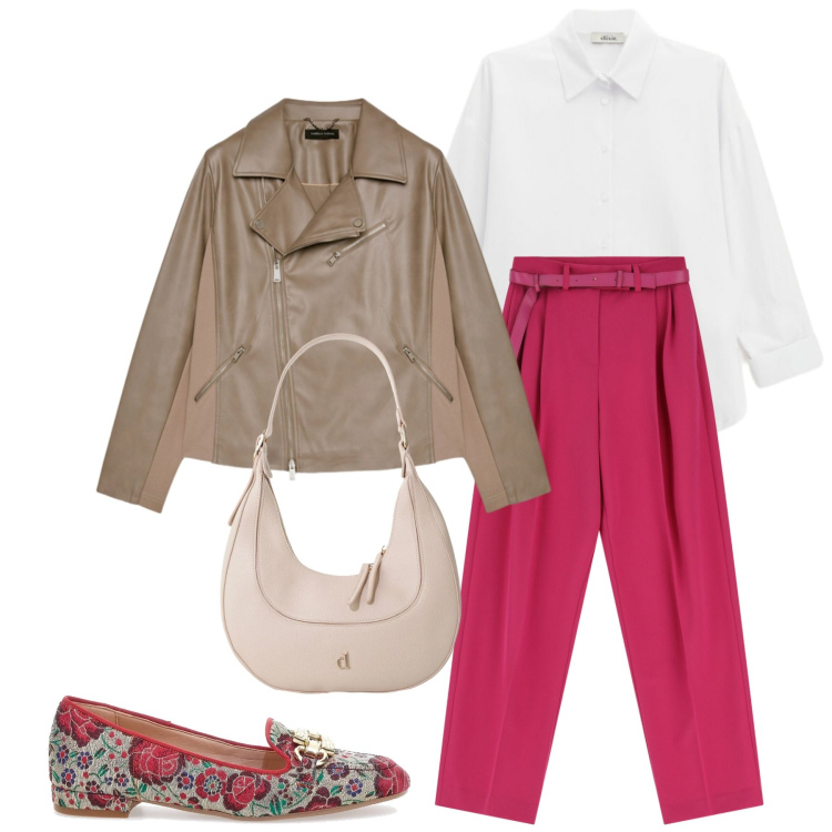 Outfit donna - So glamourous. Stile Romantica per Ufficio. Abbinamento con blazer, pantaloni a palazzo, camicie, borse a tracolla, mocassini.