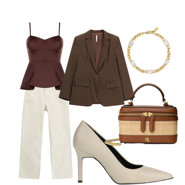 Outfit donna - Top con rouches. Stile Trendy per Serata fuori. Abbinamento con décolleté, blazer, canottiere, pantaloni, borse a tracolla, braccialetti.