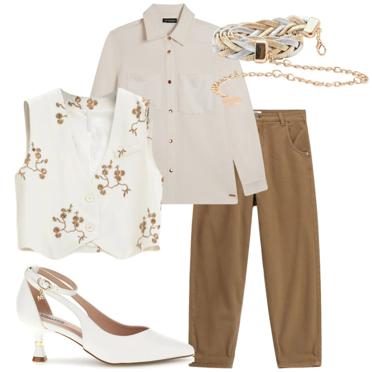 Outfit donna - Spunti per la primavera. Stile Glamour per Cerimonia. Abbinamento con gilet, cinture, pantaloni, camicie, décolleté.