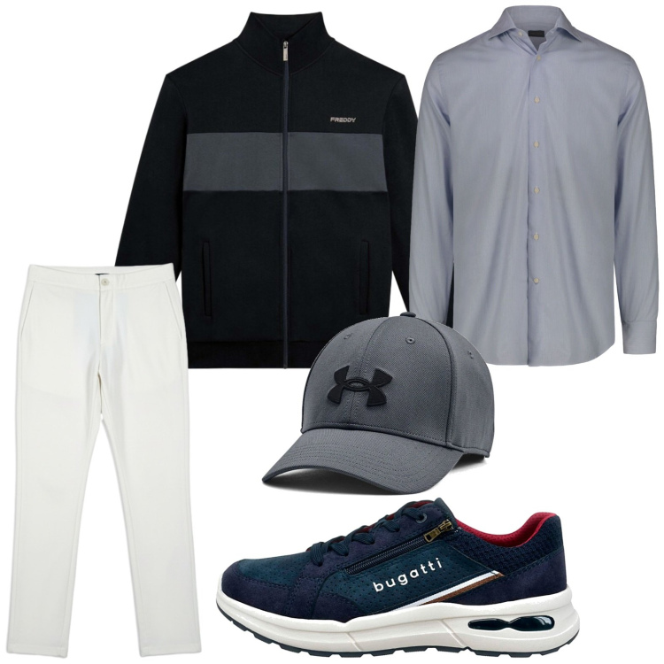 Outfit uomo - Allure sportiva. Stile Trendy per Tutti i giorni. Abbinamento con felpe, pantaloni, cappelli, sneakers, camicie.