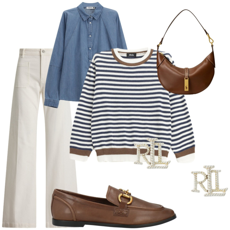 Outfit donna - Dott. Maura Isles. Stile Chic per Ufficio. Abbinamento con mocassini, maglieria, camicie, orecchini, borse a spalla, jeans.