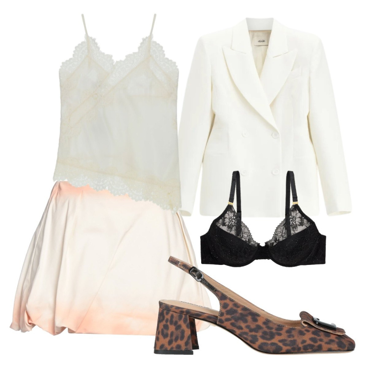 Outfit donna - Comunione. Stile Glamour per Cerimonia. Abbinamento con décolleté, minigonne, blazer, top, reggiseni.