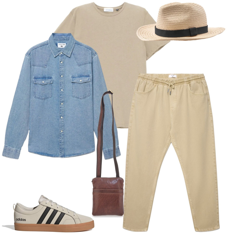 Outfit uomo - Desert Breeze. Stile Casual per Tutti i giorni. Abbinamento con t-shirt, cappelli, borse sportive, pantaloni, camicie, sneakers.