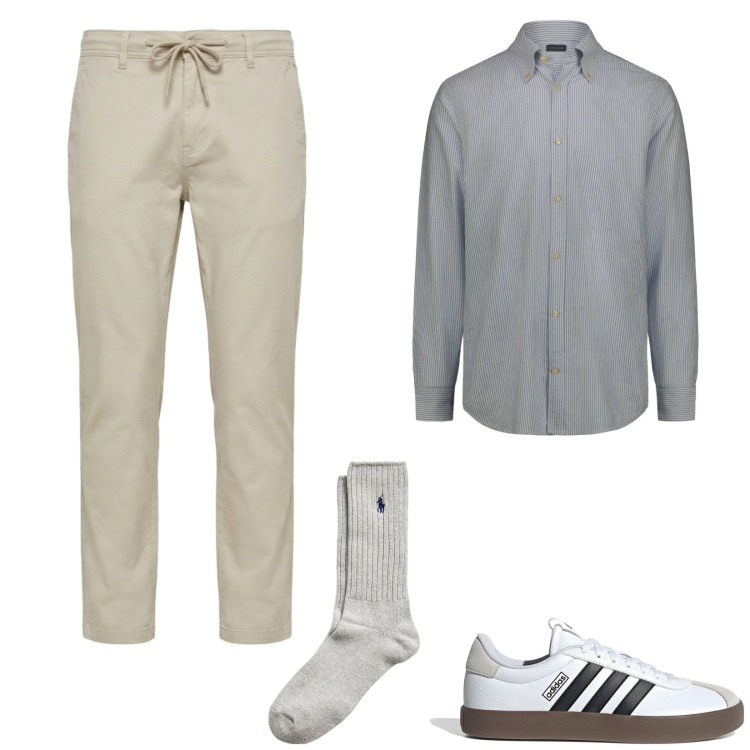 Outfit uomo - Primavera. Stile Casual per Tutti i giorni. Abbinamento con jeans, calzini, camicie, sneakers.