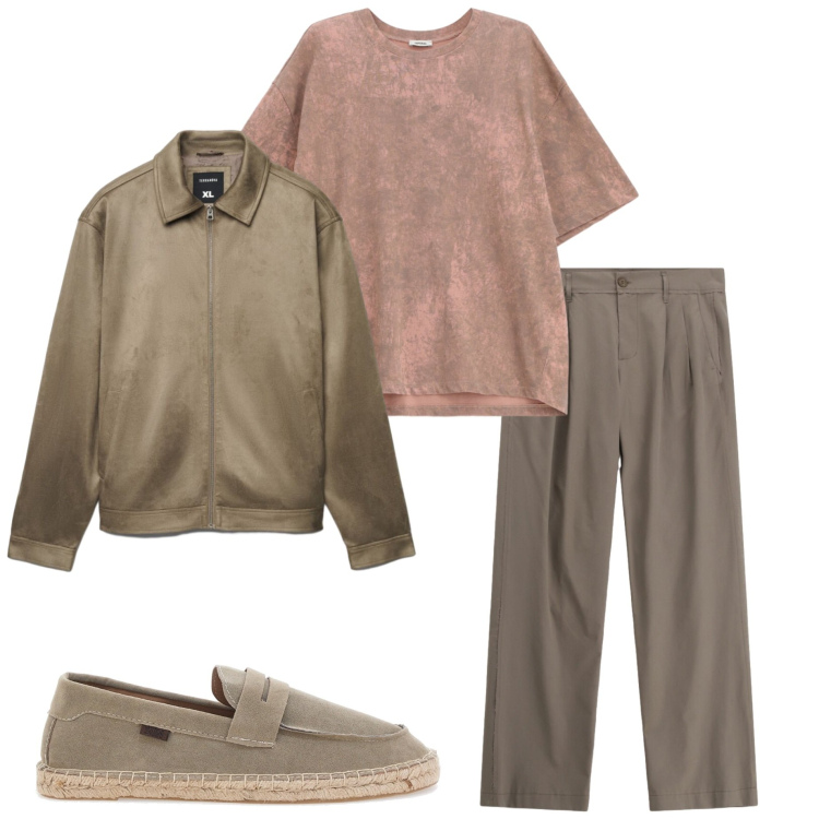 Outfit uomo - Aprile. Stile Casual per Tutti i giorni. Abbinamento con pantaloni, t-shirt, espadrillas, giacche.