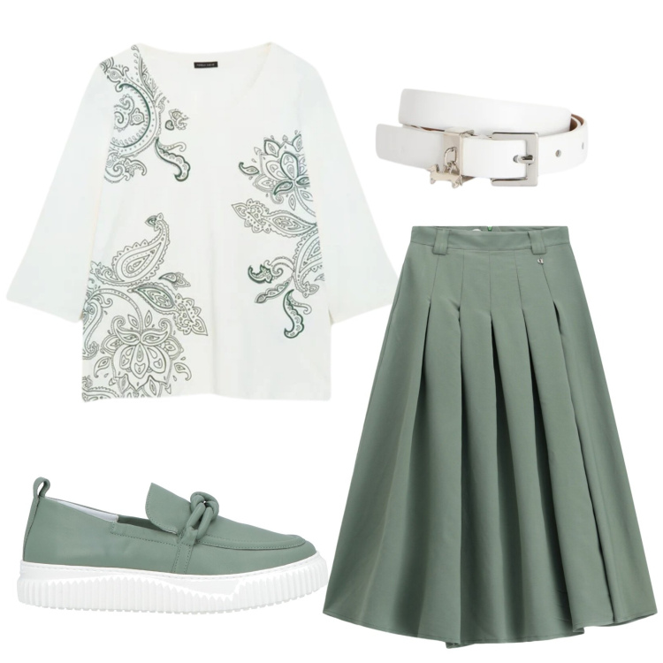 Outfit donna - Total look #2376656. Stile Basic per Tutti i giorni. Abbinamento con mocassini, t-shirt, cinture, gonne longuette.