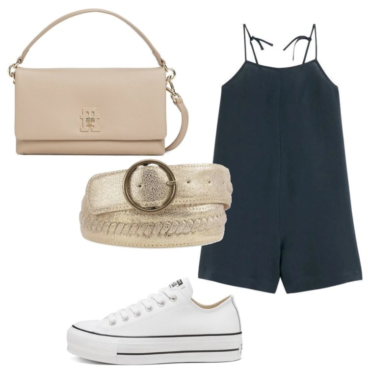 Outfit mujer - Casual look. Estilo Casual para Todos los días. Combinación con sneakers, cinturones, bandoleras, chándal corto.