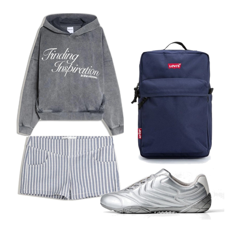 Outfit mujer - Casual look. Estilo Casual para Todos los días. Combinación con shorts, sneakers, mochilas, sudaderas con capucha.