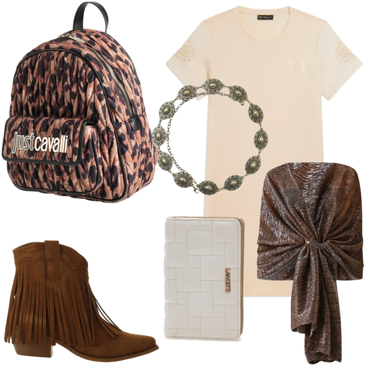 Outfit donna - Gli accessori contano. Stile Minimal per Tutti i giorni. Abbinamento con zaini, stivaletti texani, stole, vestiti midi/longuette, portafogli, cinture.