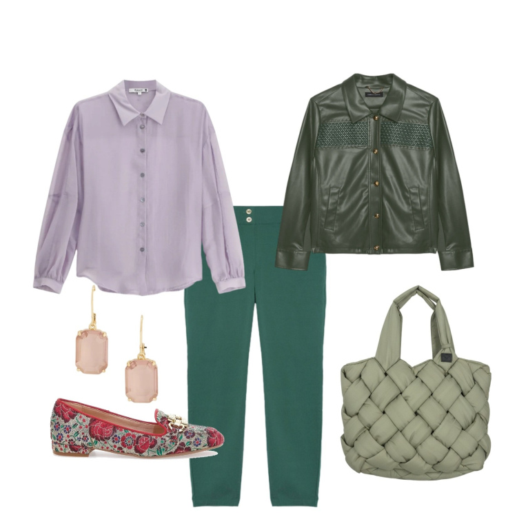 Outfit donna - Total look #2376767. Stile Chic per Ufficio. Abbinamento con giacche, pantaloni skinny, camicie, orecchini, borse tote, mocassini.