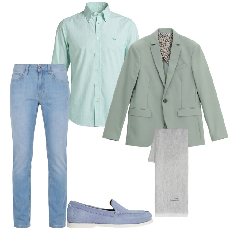 Outfit uomo - Pasqua in agriturismo. Stile Trendy per Tutti i giorni. Abbinamento con giacche, sciarpe, camicie, jeans, scarpe stringate.