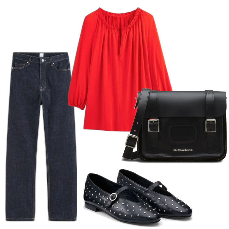 Outfit mujer - Urban look. Estilo Urban para Todos los días. Combinación con bandoleras, vaqueros rectos, blusas, bailarinas.