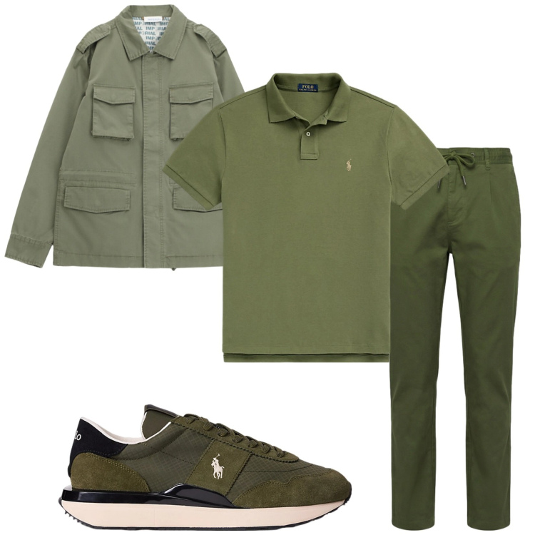 Outfit uomo - Total look #2376829. Stile Trendy per Tutti i giorni. Abbinamento con pantaloni, cappotti, polo, sneakers.