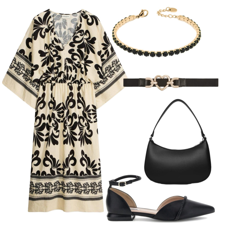 Outfit donna - Total look #2376842. Stile Romantica per Serata fuori. Abbinamento con vestiti midi/longuette, braccialetti, cinture, borse a tracolla, sandali.