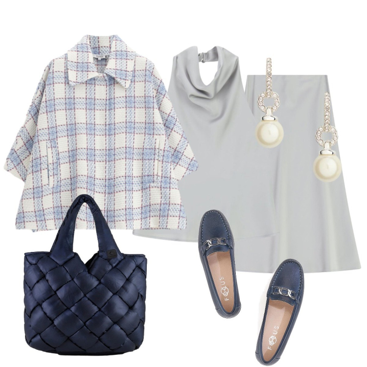 Outfit donna - Cerimonia informale. Stile Chic per Cerimonia. Abbinamento con top, gonne longuette, cappotti, borse tote, orecchini, mocassini.