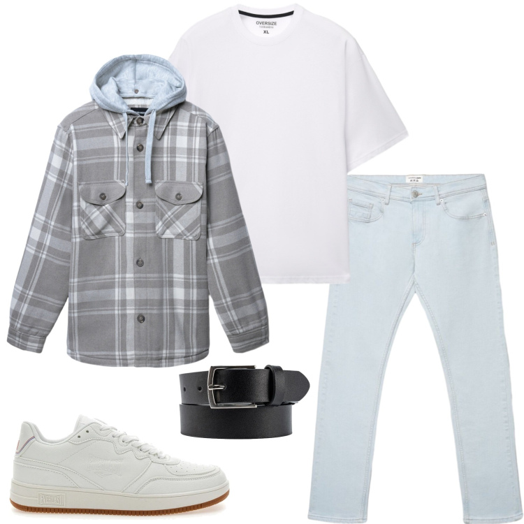 Outfit uomo - Jeans e t-shirt. Stile Casual per Tutti i giorni. Abbinamento con sneakers, cinture, cappotti, jeans, t-shirt.