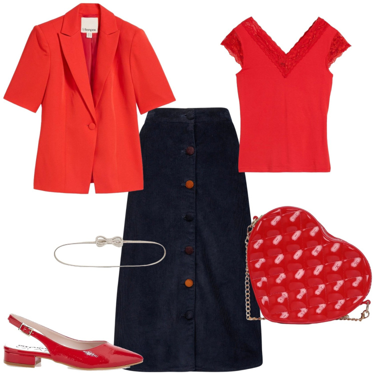 Outfit donna - Casual chic ogni giorno. Stile Casual chic per Tutti i giorni. Abbinamento con canottiere, blazer, gonne longuette, cinture, borse a tracolla, ballerine.