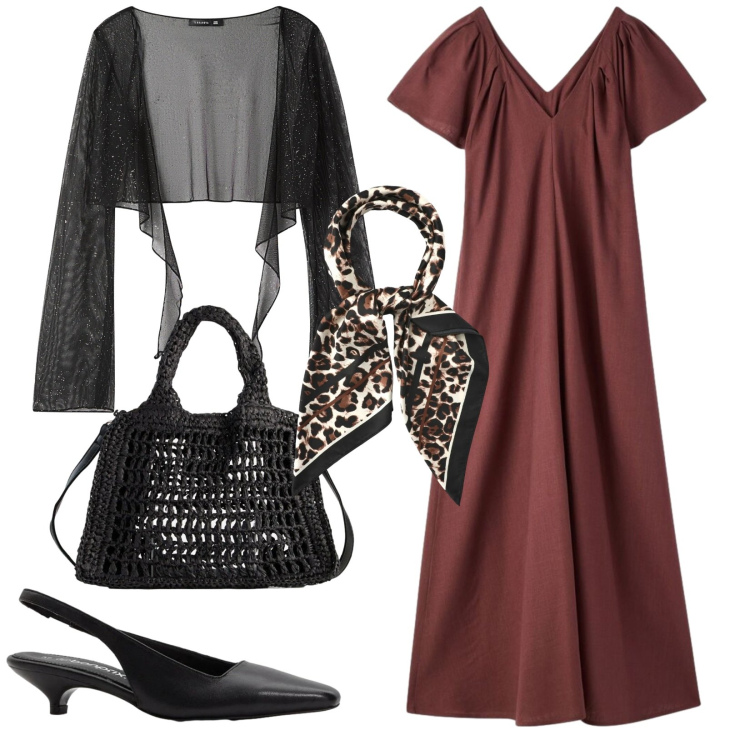 Outfit donna - Total look #2376895. Stile Casual chic per Tutti i giorni. Abbinamento con décolleté, borse a tracolla, vestiti lunghi, blazer, foulard.