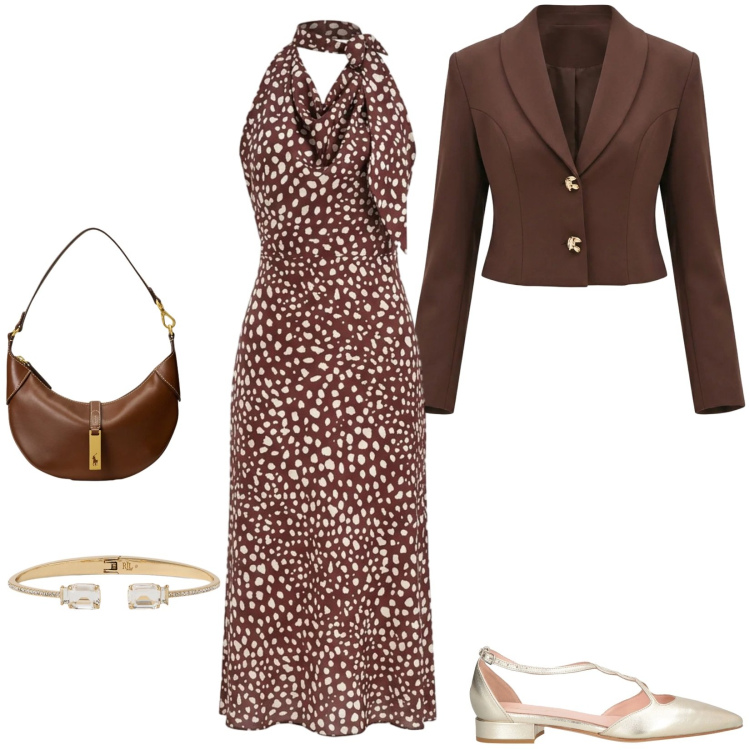 Outfit donna - Total look #2376930. Stile Romantica per Serata fuori. Abbinamento con ballerine, blazer, vestiti midi/longuette, braccialetti, borse a spalla.