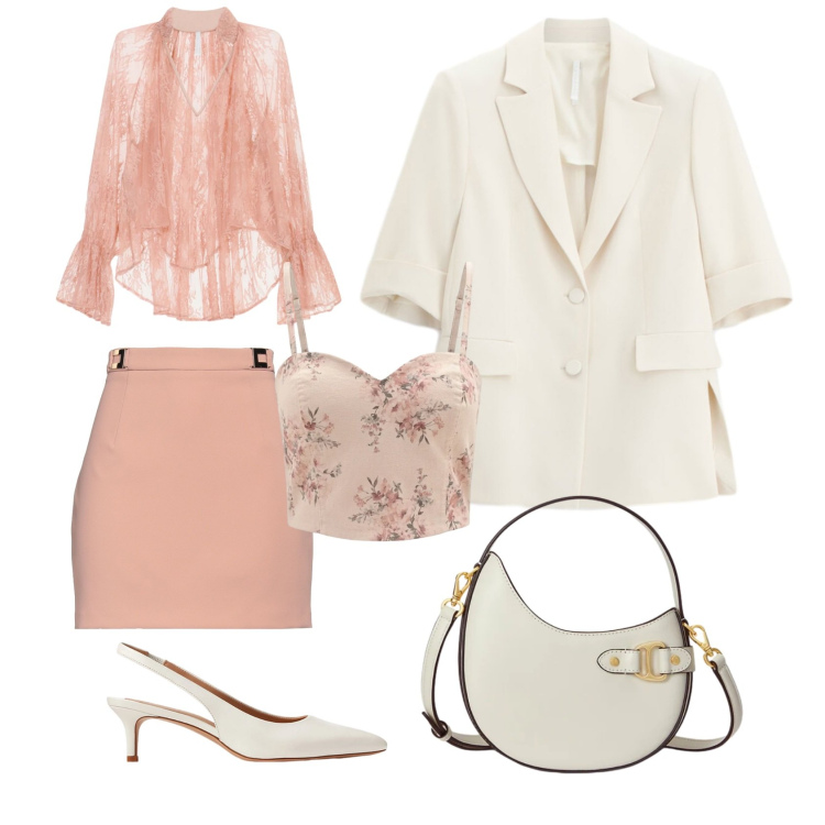 Outfit donna - Cerimonia a maggio. Stile Casual chic per Cerimonia. Abbinamento con minigonne, bluse, blazer, canottiere, décolleté, borse a tracolla.