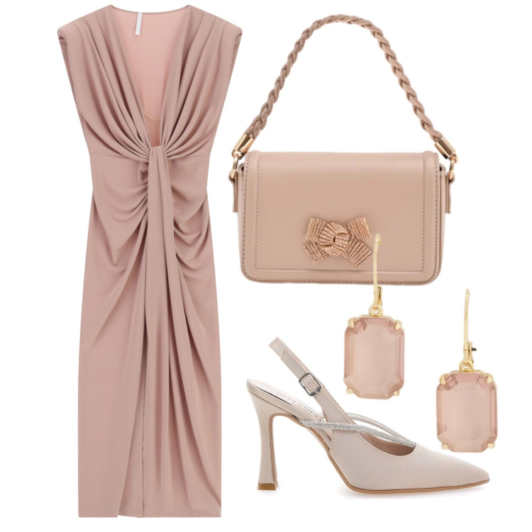 Outfit donna - Rosacipria. Stile Chic per Cerimonia. Abbinamento con vestiti lunghi, pochette, orecchini, décolleté.
