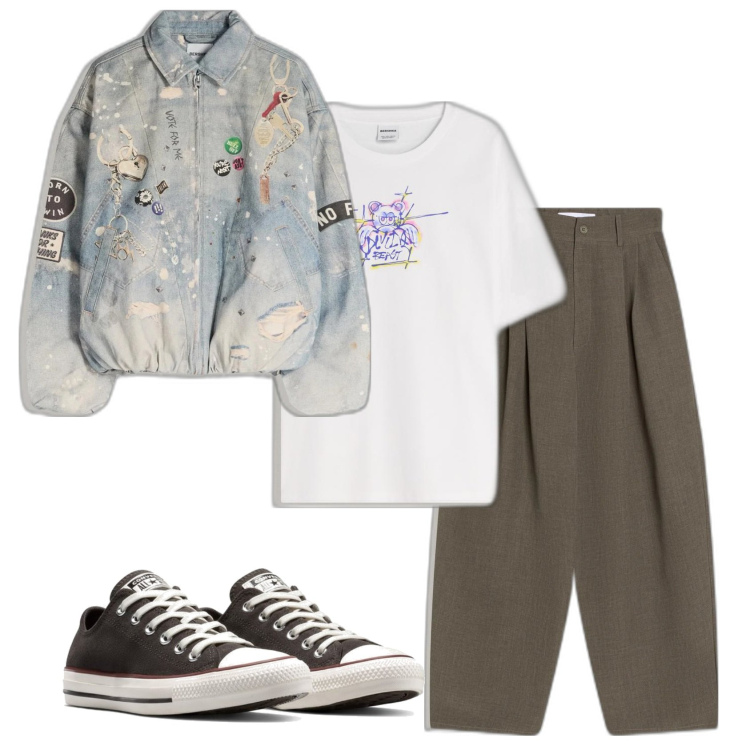 Outfit hombre - Trendy look. Estilo Trendy para Todos los días. Combinación con sneakers, chaquetas, pantalones, camiseta.