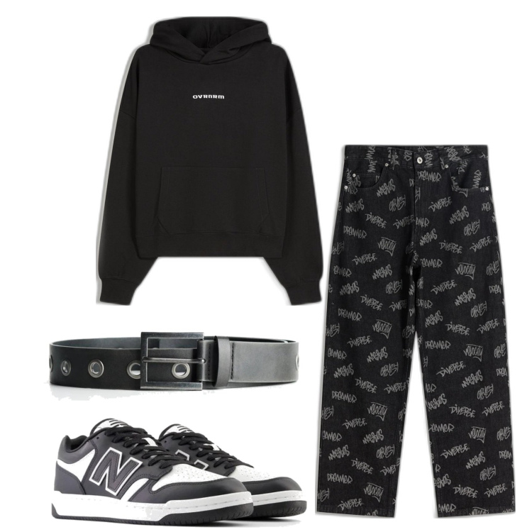 Outfit hombre - Casual. Estilo Casual para Todos los días. Combinación con sneakers, cinturones, sudaderas con capucha, vaqueros.