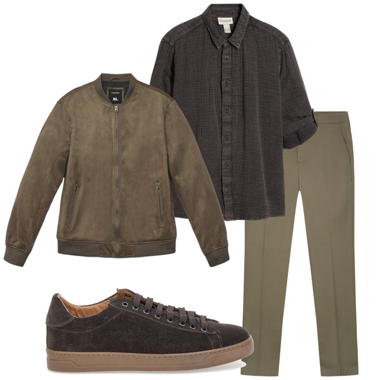 Outfit uomo - Aprile. Stile Urban per Tutti i giorni. Abbinamento con camicie, giacche, sneakers, pantaloni.