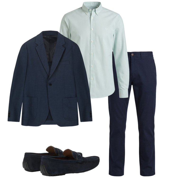 Outfit uomo - In ufficio. Stile Business/Elegante per Ufficio. Abbinamento con scarpe stringate, camicie, pantaloni, giacche.