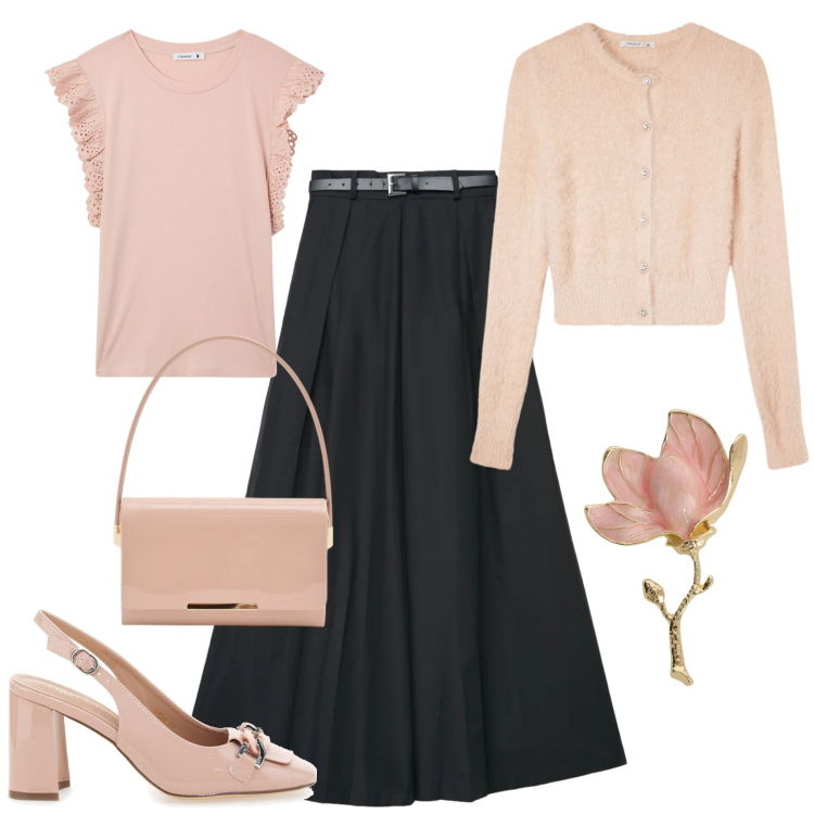 Outfit donna - Soft spring -armocromia primavera. Stile Casual per Tutti i giorni. Abbinamento con t-shirt, pantaloni, cardigans, pochette, blazer, décolleté.