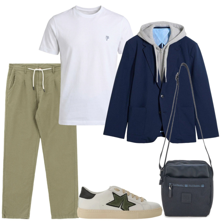 Outfit uomo - Total look #2377090. Stile Trendy per Tutti i giorni. Abbinamento con giacche, pantaloni, sneakers, t-shirt, portafogli.