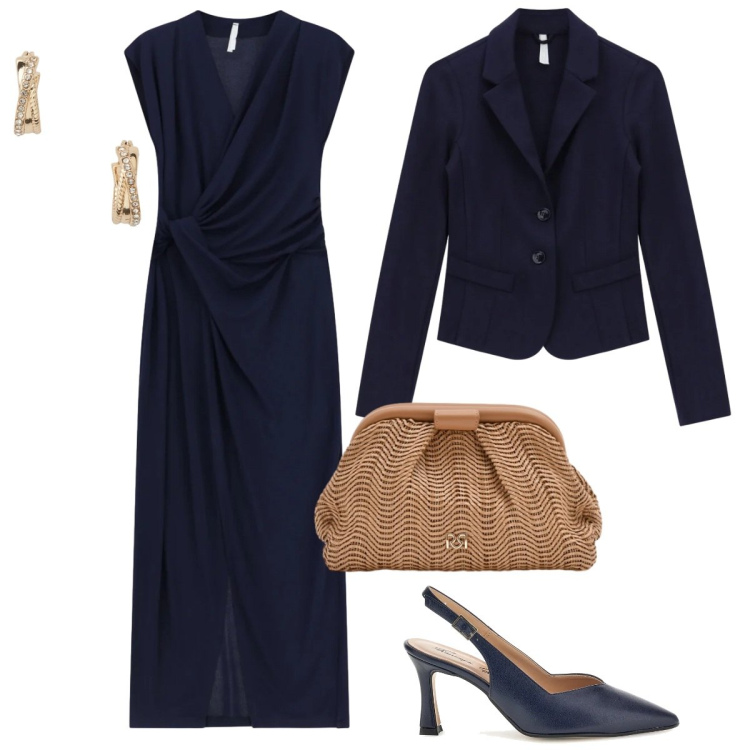 Outfit donna - Bon Ton. Stile Bon Ton per Cerimonia. Abbinamento con blazer, vestiti lunghi, pochette, orecchini, décolleté.