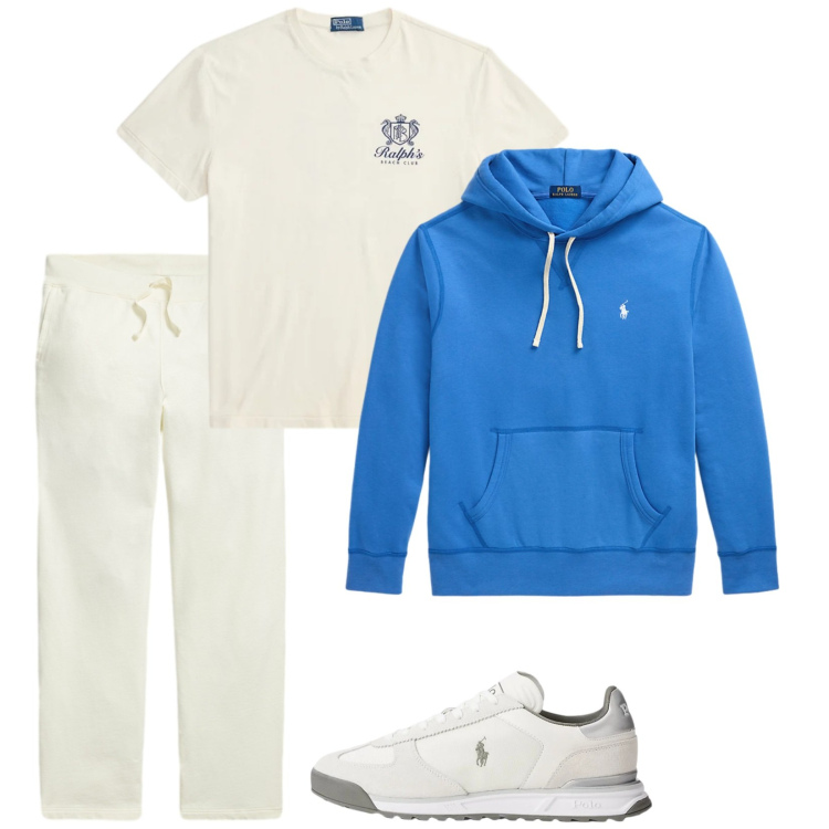 Outfit uomo - Total look #2377095. Stile Casual per Sport. Abbinamento con felpe, sneakers, pantaloni, t-shirt.
