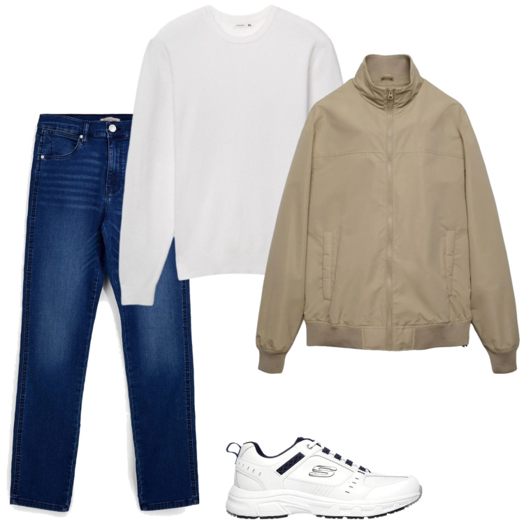 Outfit uomo - Total look #2377098. Stile Casual per Tutti i giorni. Abbinamento con maglieria, bomber, sneakers, jeans.