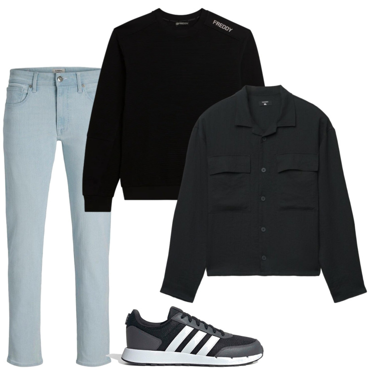 Outfit uomo - Chiaroscuro. Stile Casual per Tutti i giorni. Abbinamento con jeans, cappotti, felpe, sneakers.