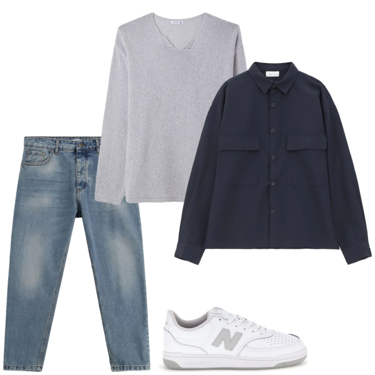 Outfit uomo - Il pull perfetto per la primavera. Stile Casual per Tutti i giorni. Abbinamento con jeans, camicie, maglieria, sneakers.