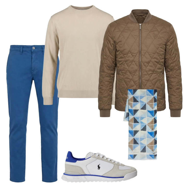 Outfit uomo - Ok così. Stile Casual per Tutti i giorni. Abbinamento con pantaloni, sciarpe, piumini, maglieria, sneakers.