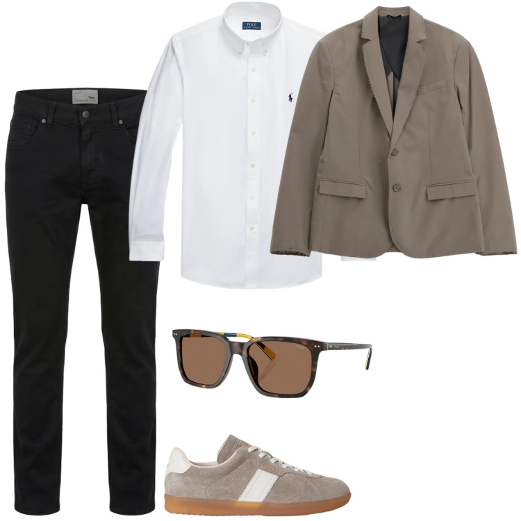 Outfit uomo - Total look #2377213. Stile Trendy per Tutti i giorni. Abbinamento con giacche, pantaloni, camicie, occhiali da sole, sneakers.