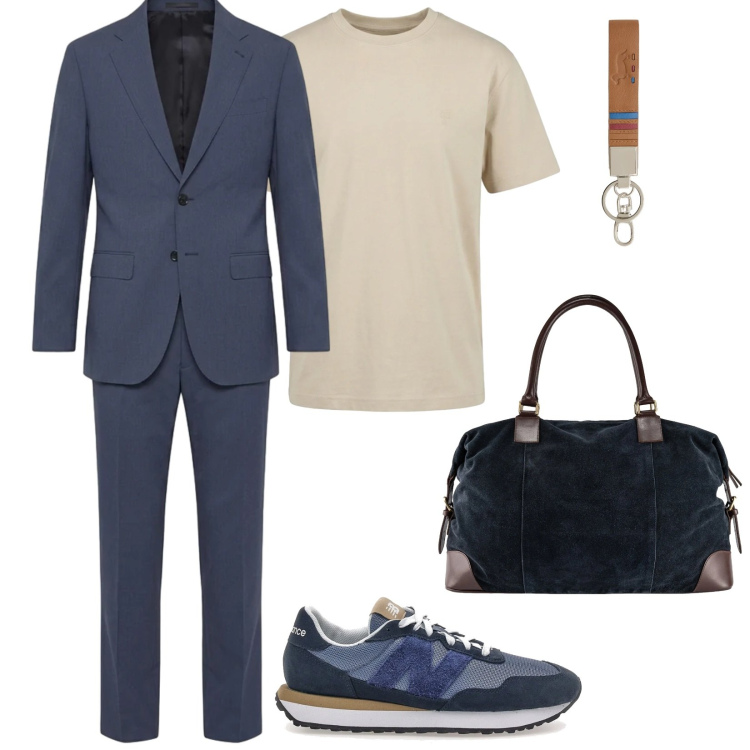 Outfit uomo - Total look #2377280. Stile Casual per Ufficio. Abbinamento con portachiavi, t-shirt, borse sportive, sneakers, abiti.
