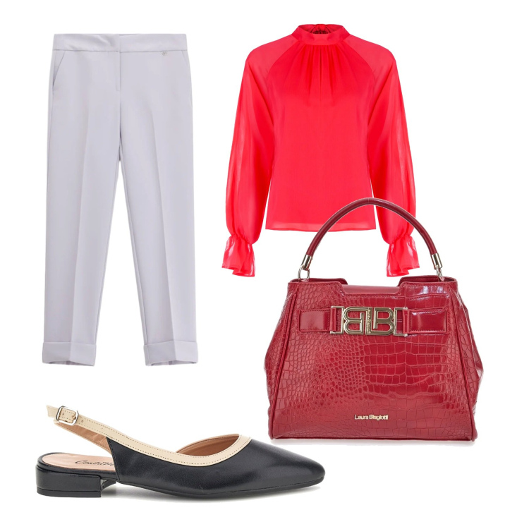Outfit donna - Total look #2377282. Stile Casual per Serata fuori. Abbinamento con pantaloni, bluse, sandali, borse a mano.