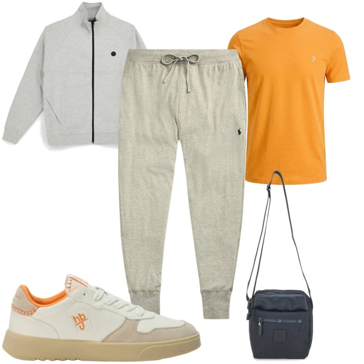 Outfit uomo - Total look #2377330. Stile Trendy per Sport. Abbinamento con sneakers, t-shirt, pantaloni, portafogli, felpe.